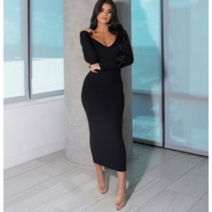 Hera V-Neck Metallic BodyCon Dress